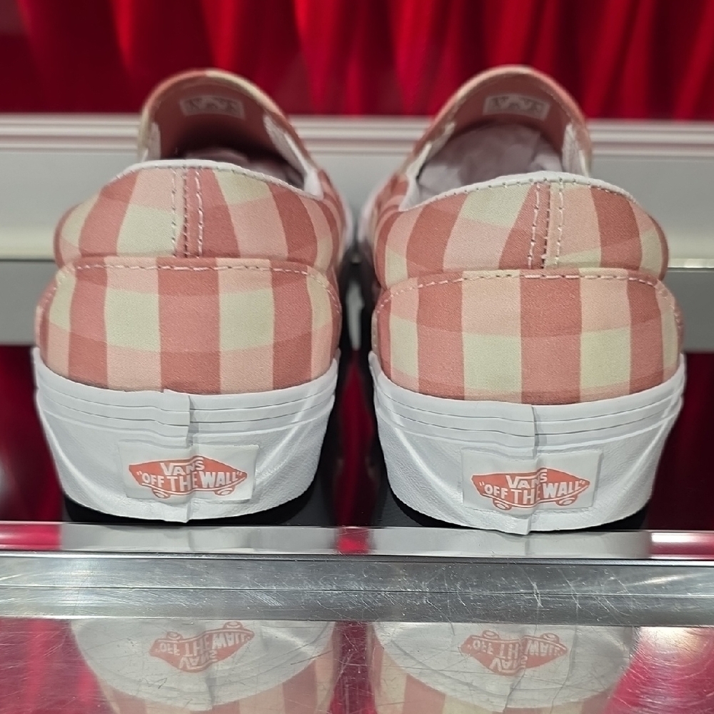 Vans Classic Slip-On Gingham Rosette White Pink Checkered Size 8 Men Women's 9.5 - Picture 4 of 6